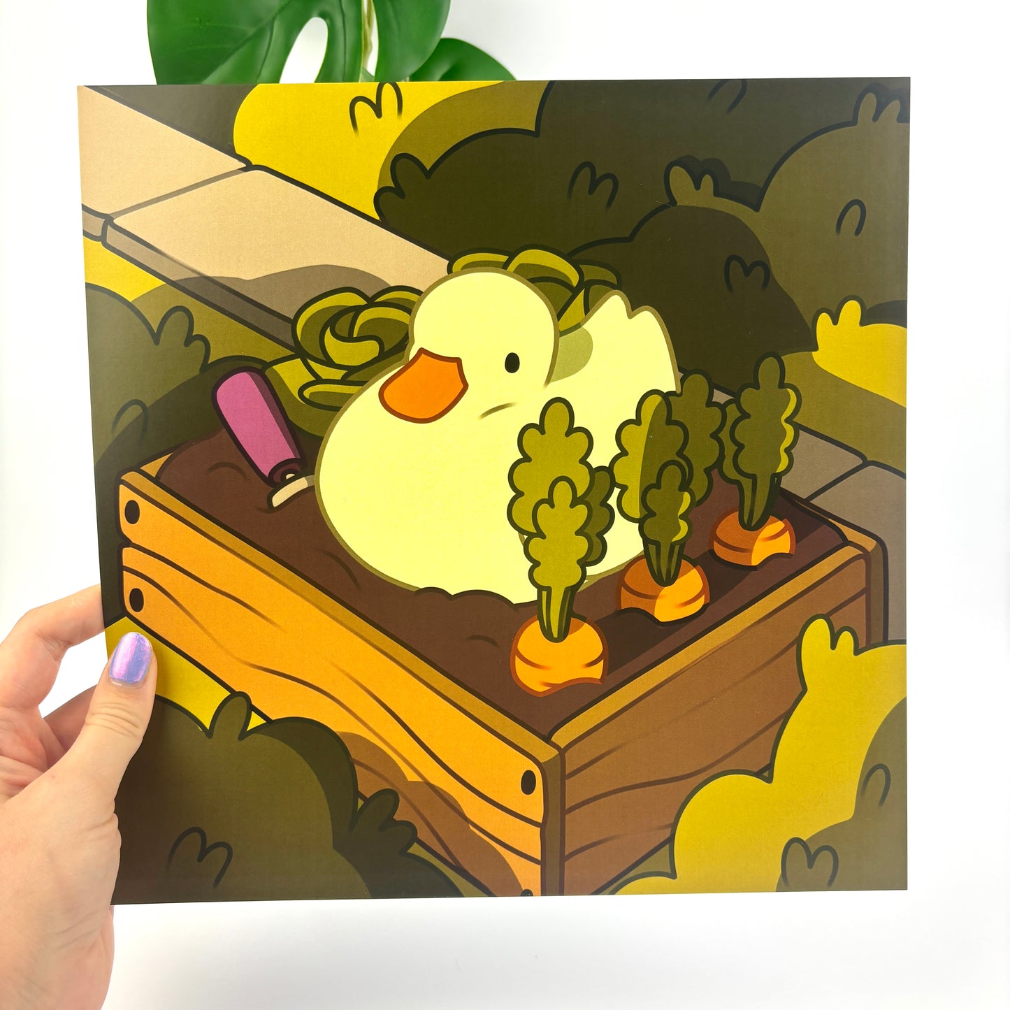 Duck Sitting In A Garden Print
