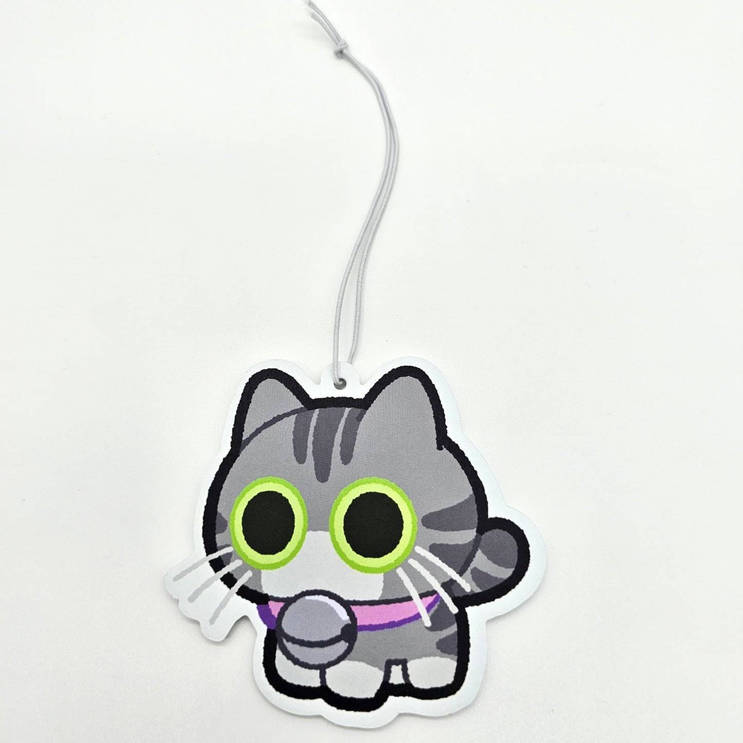 Grey Tabby Cat Air Freshener – Green Apple Scent
