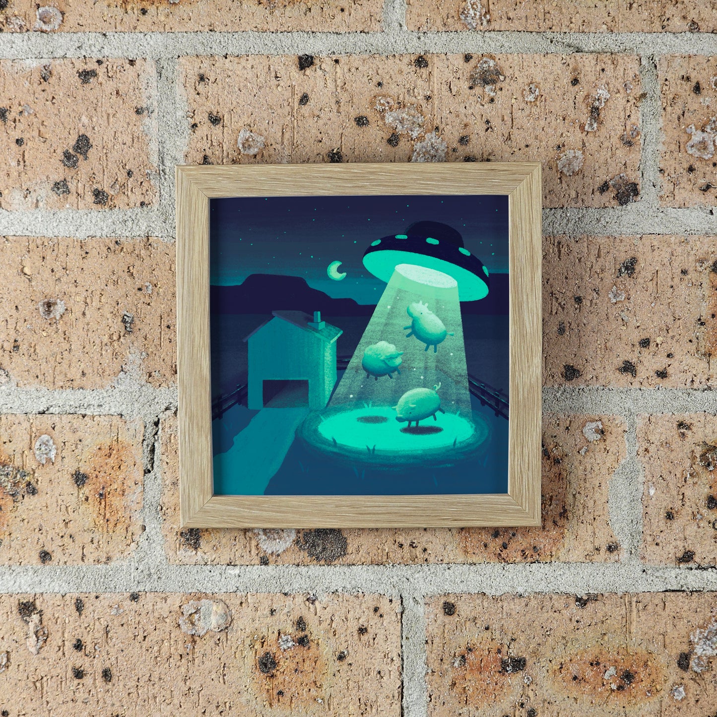 Farm Abduction Print – 12 × 12 cm