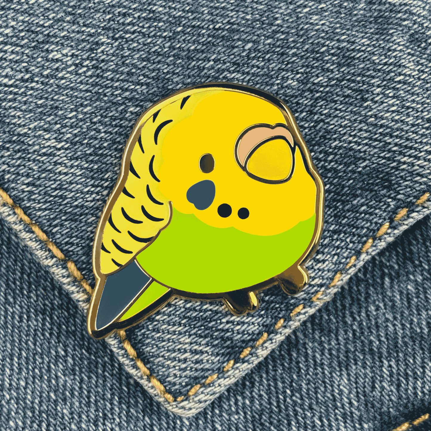 Green Budgie Enamel Pin