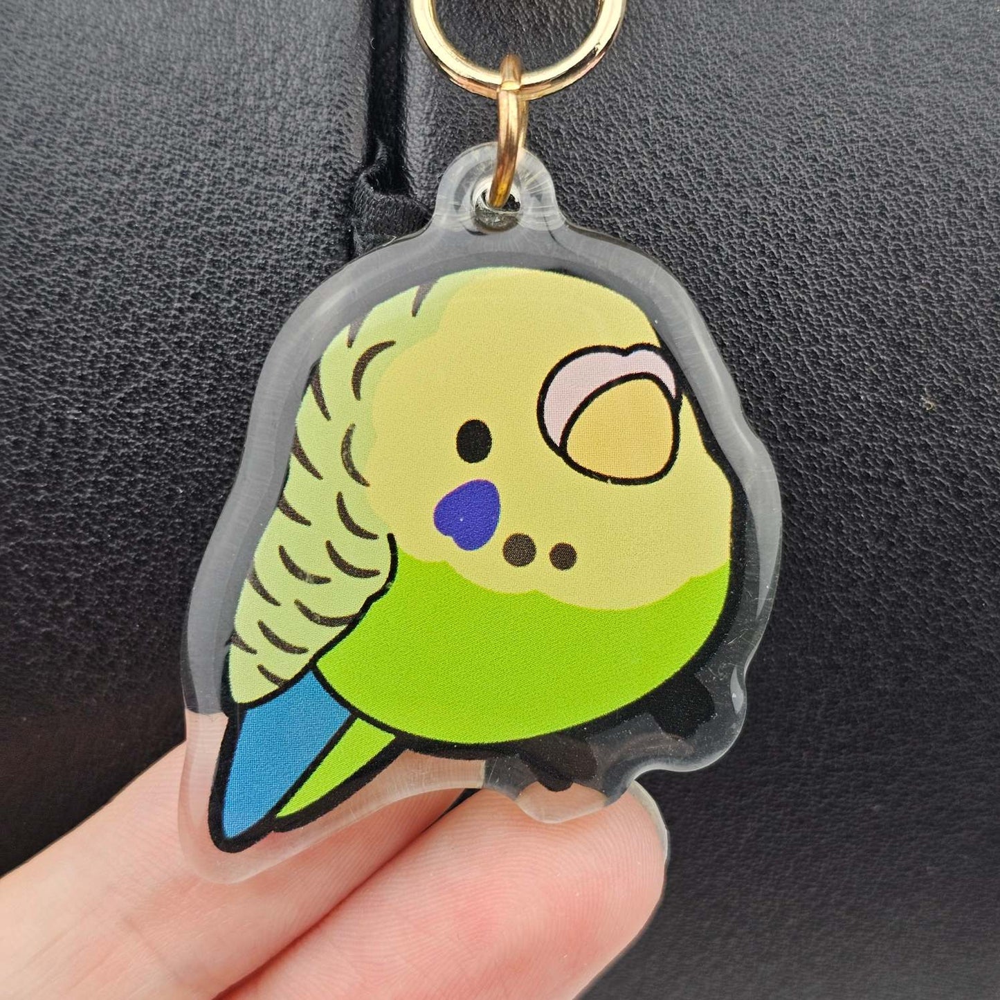 Green & Yellow Budgie Keychain/Charm