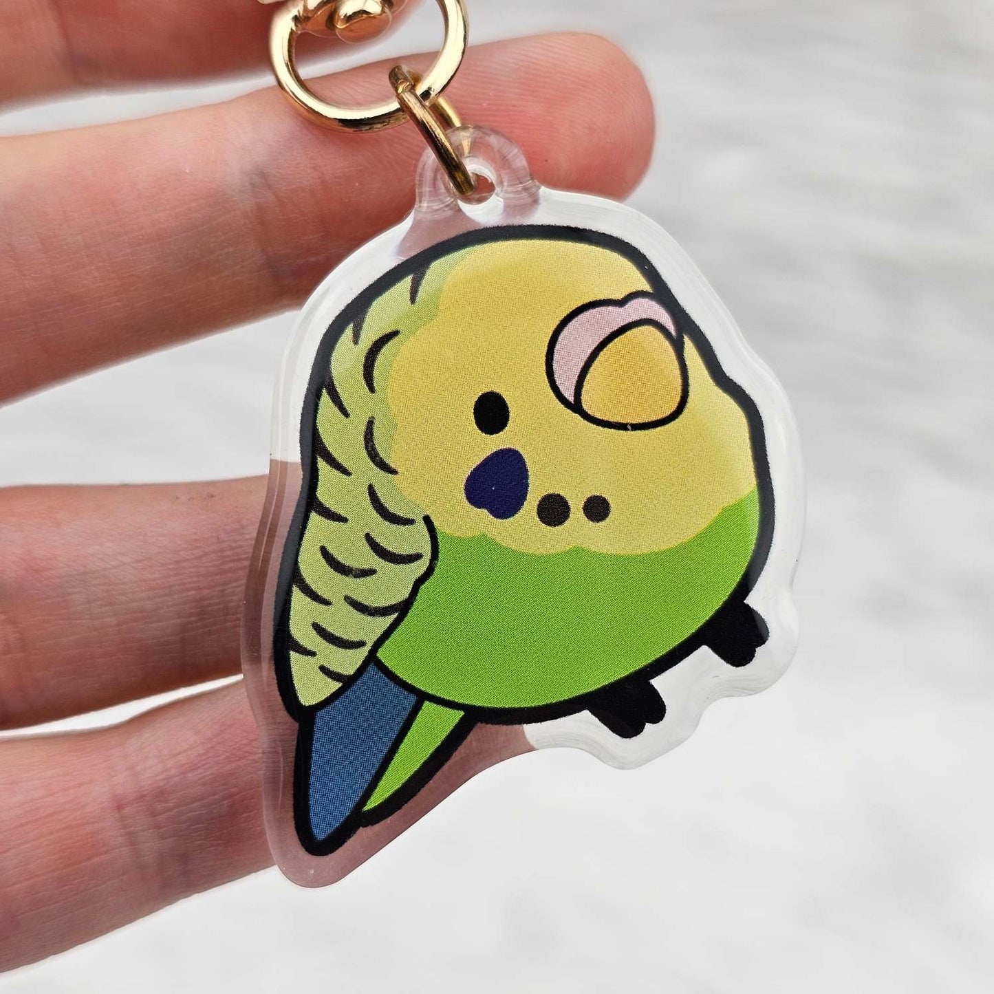 Green & Yellow Budgie Keychain/Charm