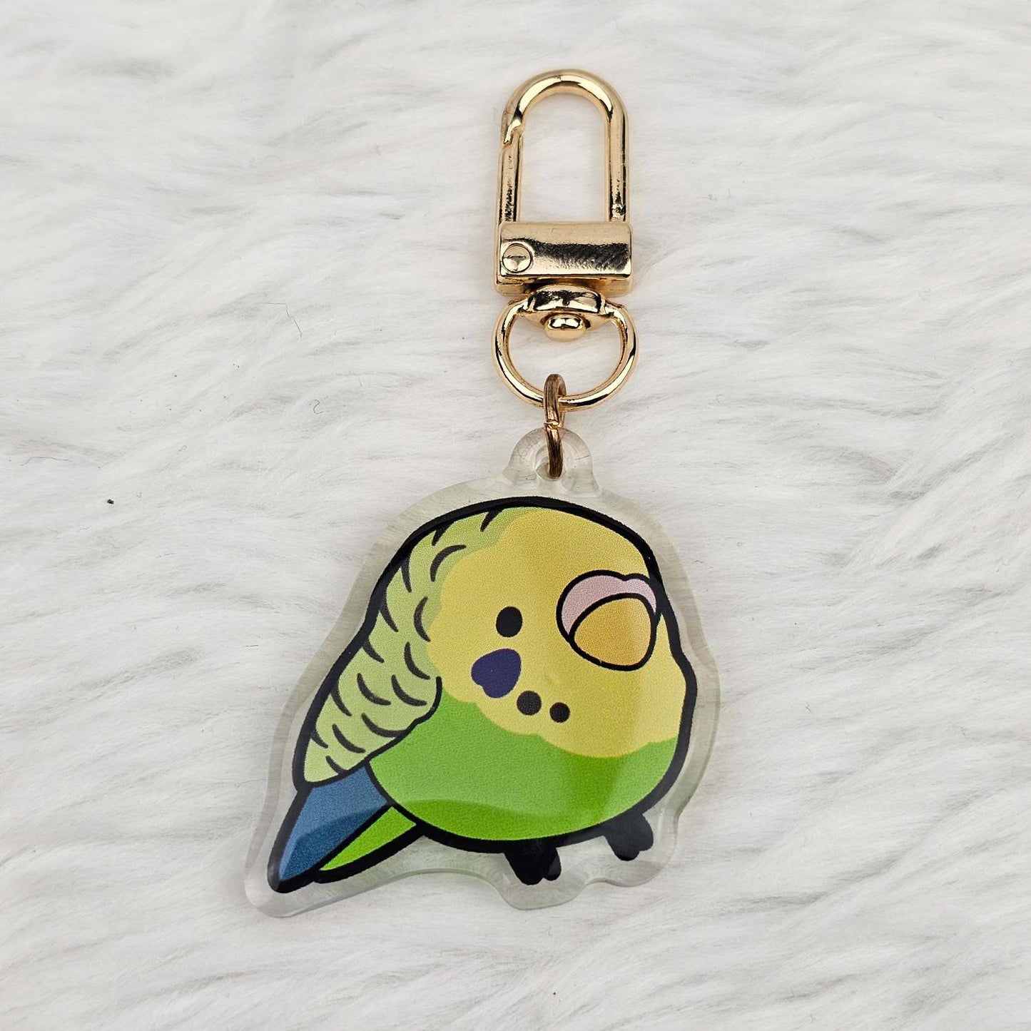 Green & Yellow Budgie Keychain/Charm