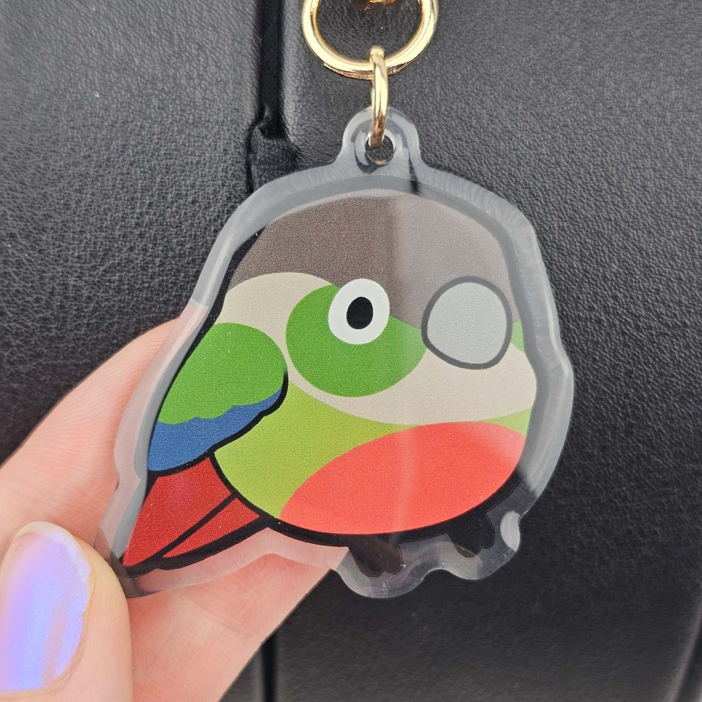 Green Cheeked Conure Keychain