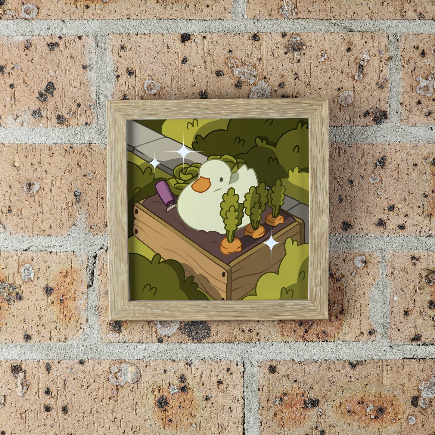 Duck Sitting in a Garden Print – 12 × 12 cm