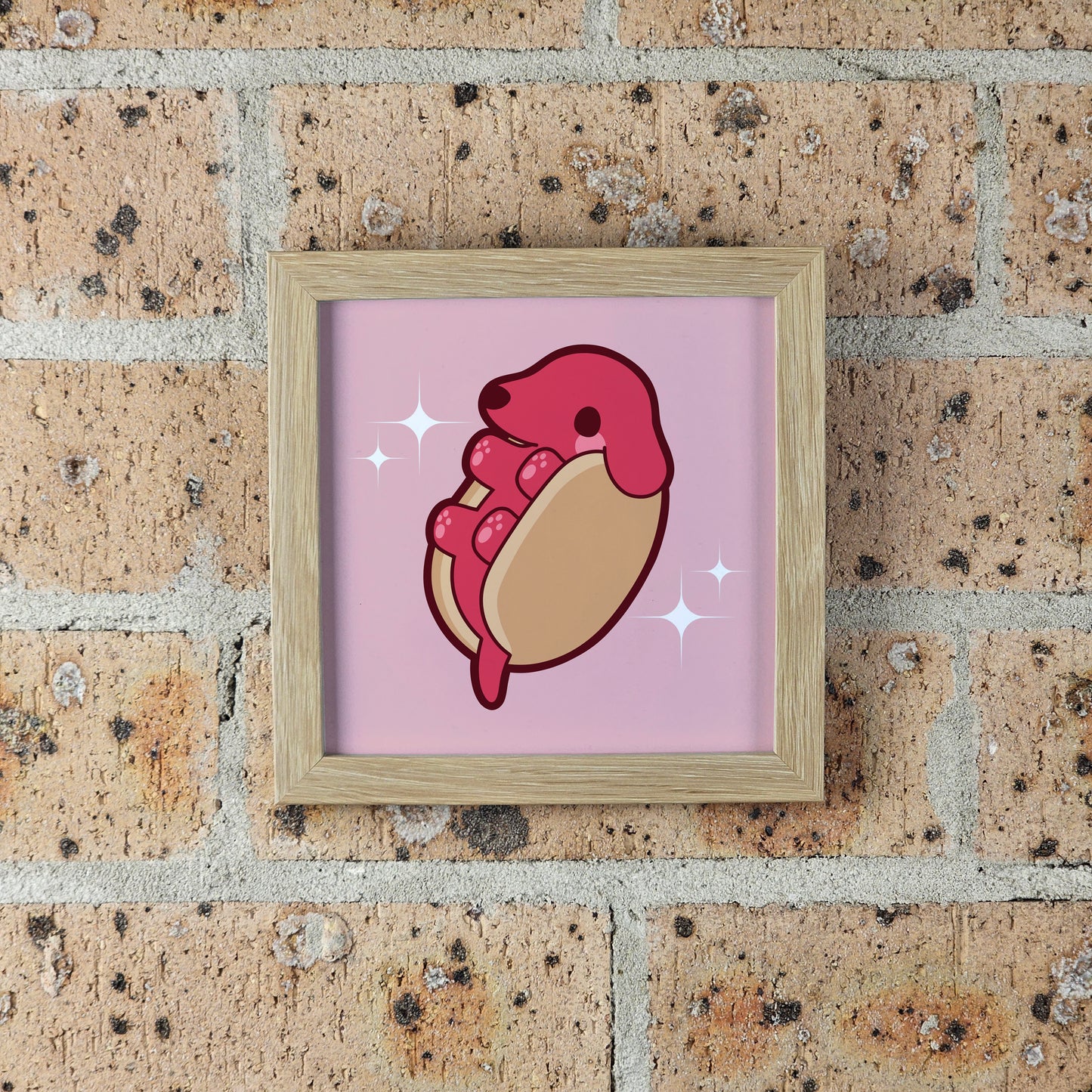 Hot Dog Sausage Dog Print 12cm x 12cm