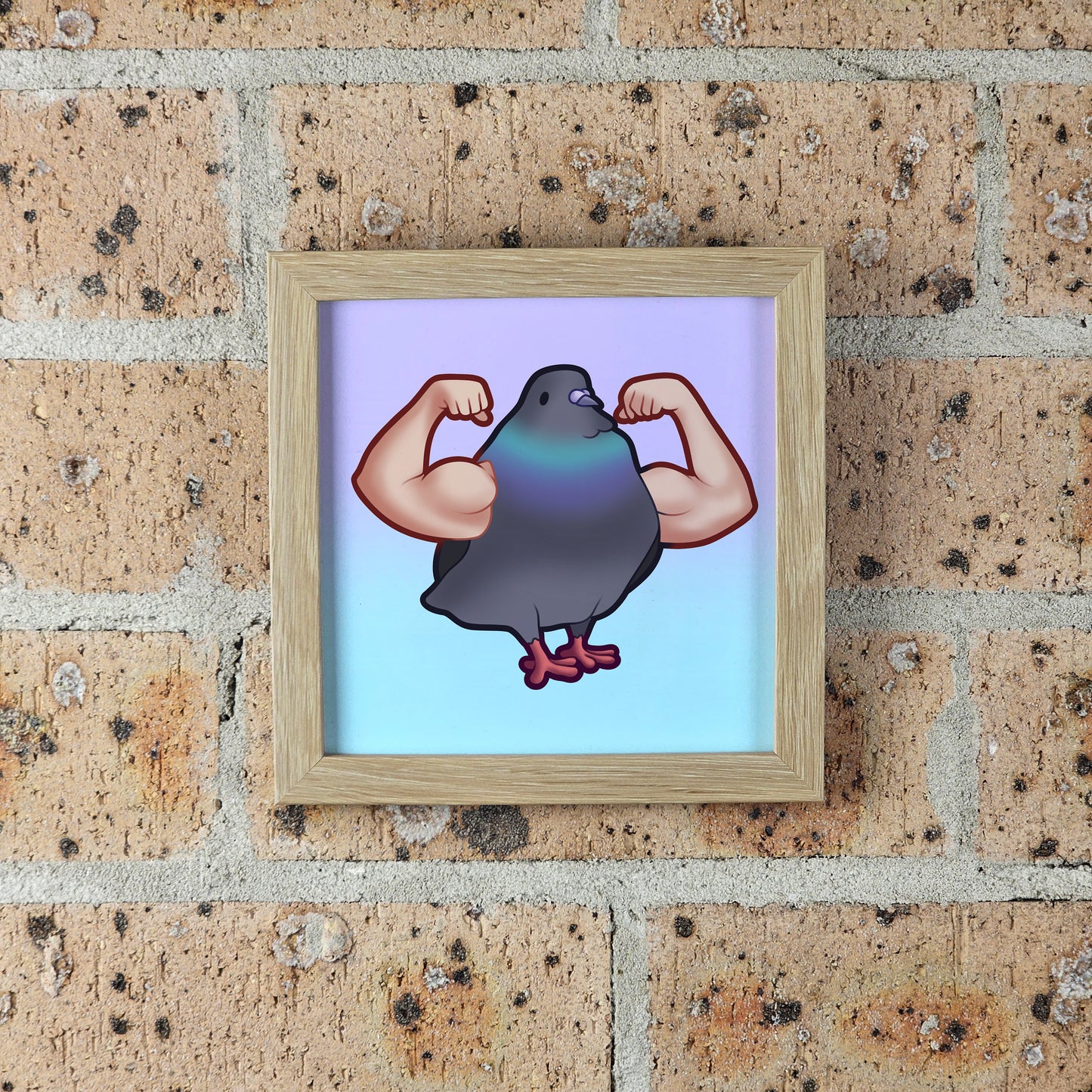 Muscle Pigeon Print – 12 × 12 cm