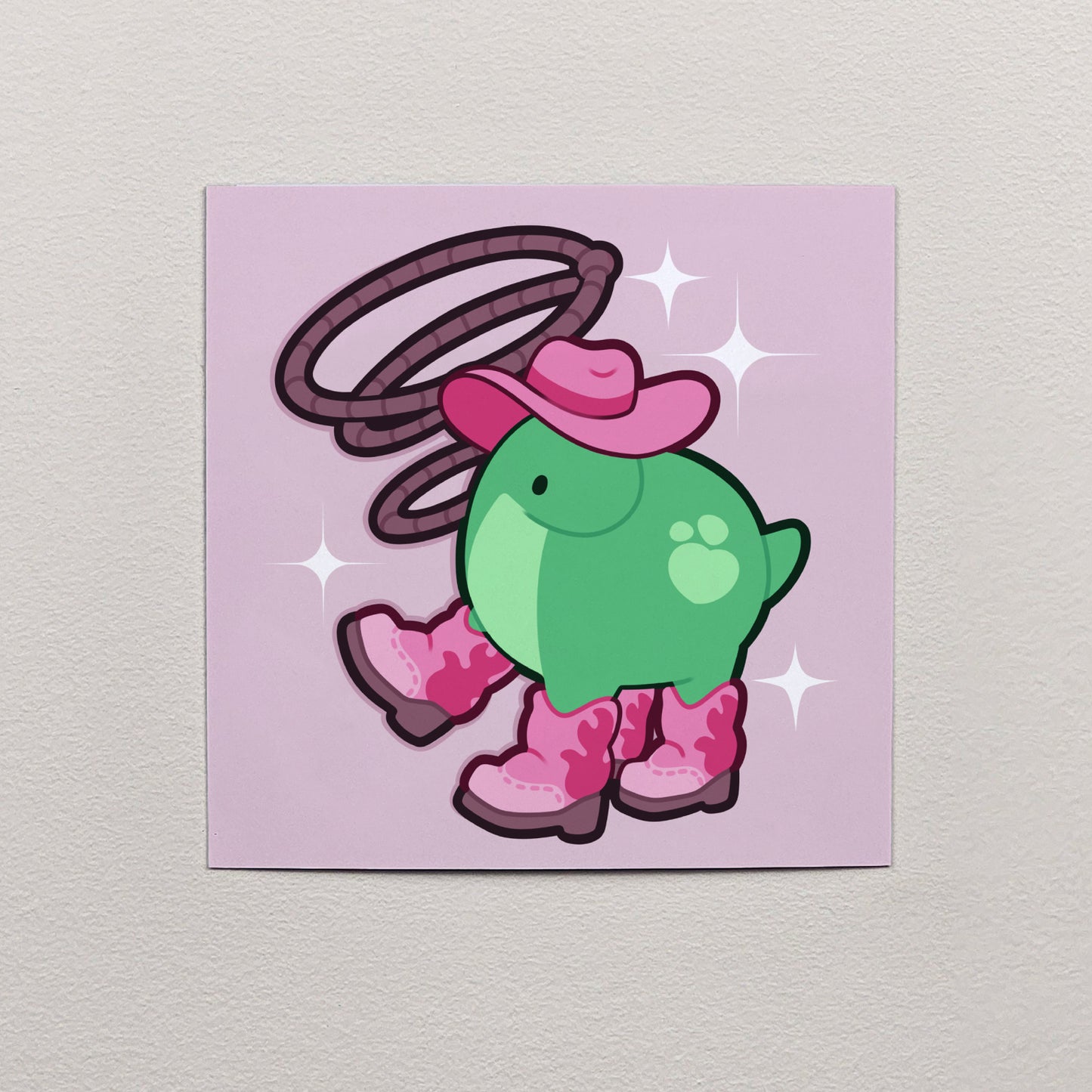 Pistachio the Cowboy Print – 12 × 12 cm