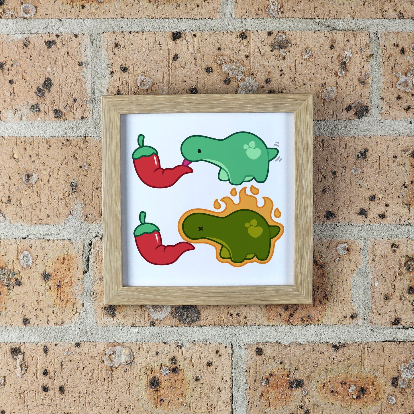 Funny Dinosaur Spicy Licking Meme Print
