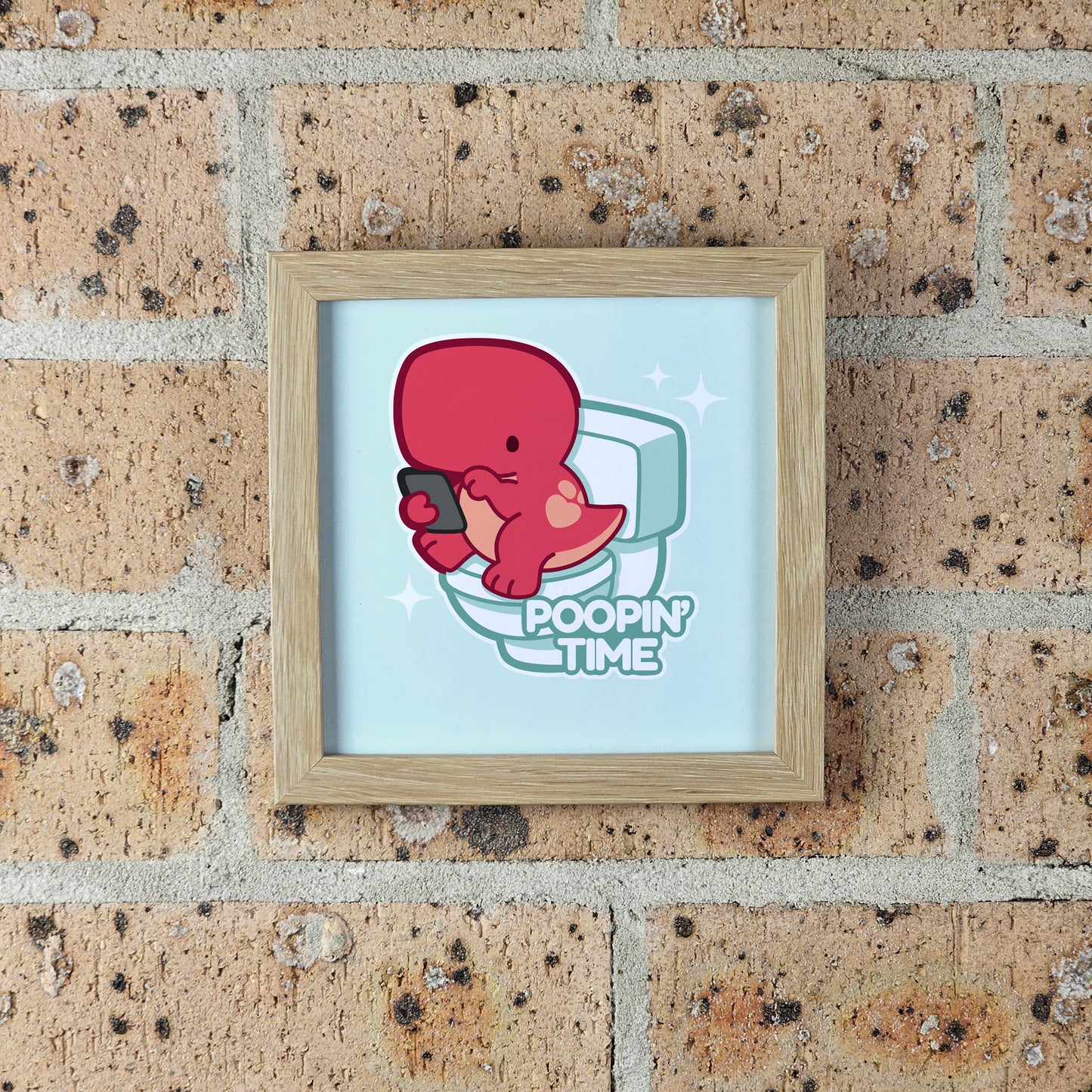 Poopin' Time T-Rex Print – 12 × 12 cm