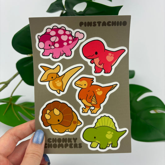 Dinosaur Sticker Sheet (Warm Tones)