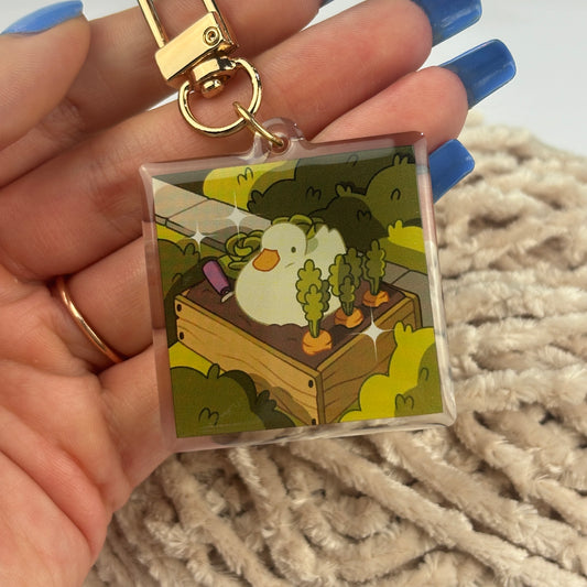 Duck In A Garden Keychain/Charm