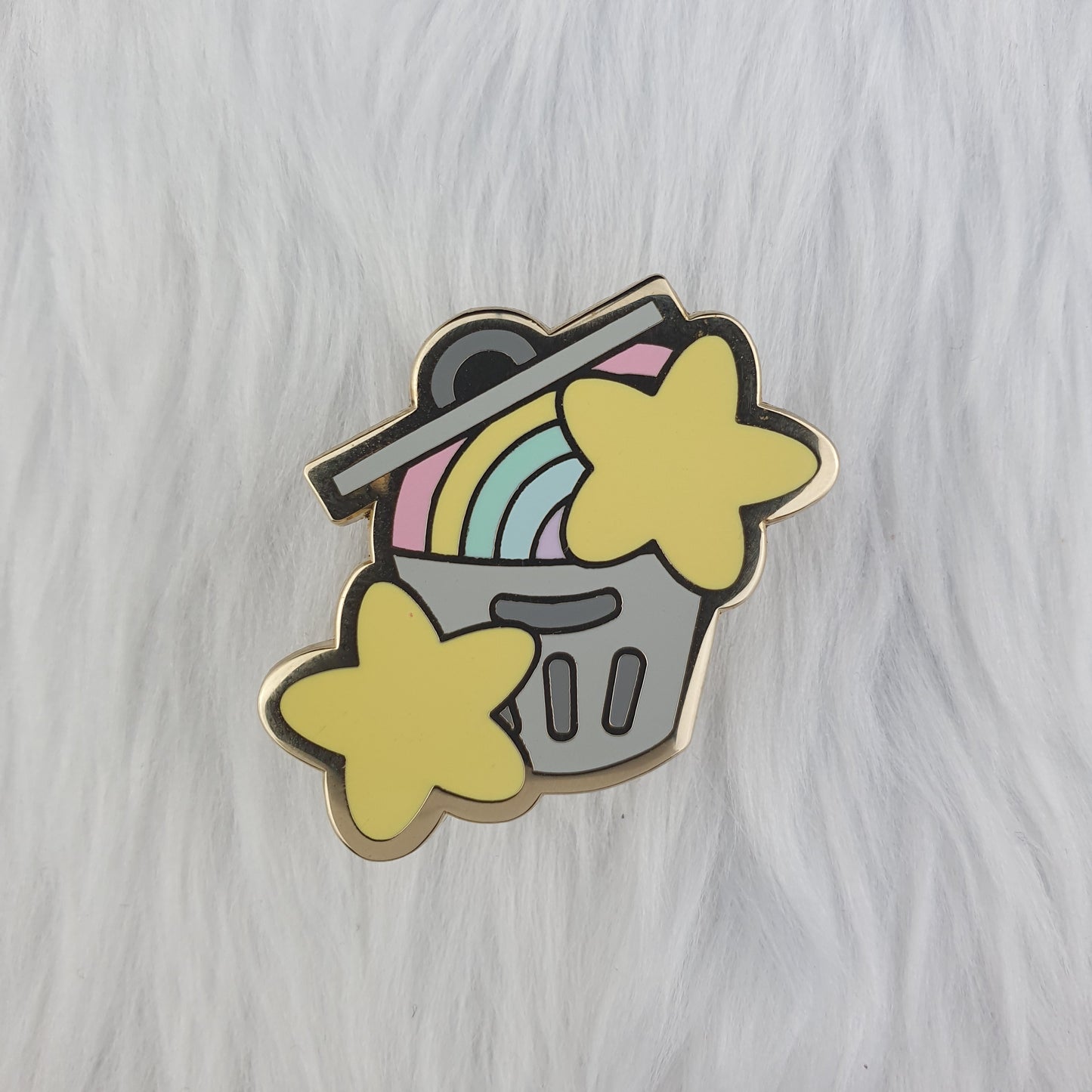 Rainbow Trash Can Enamel Pin