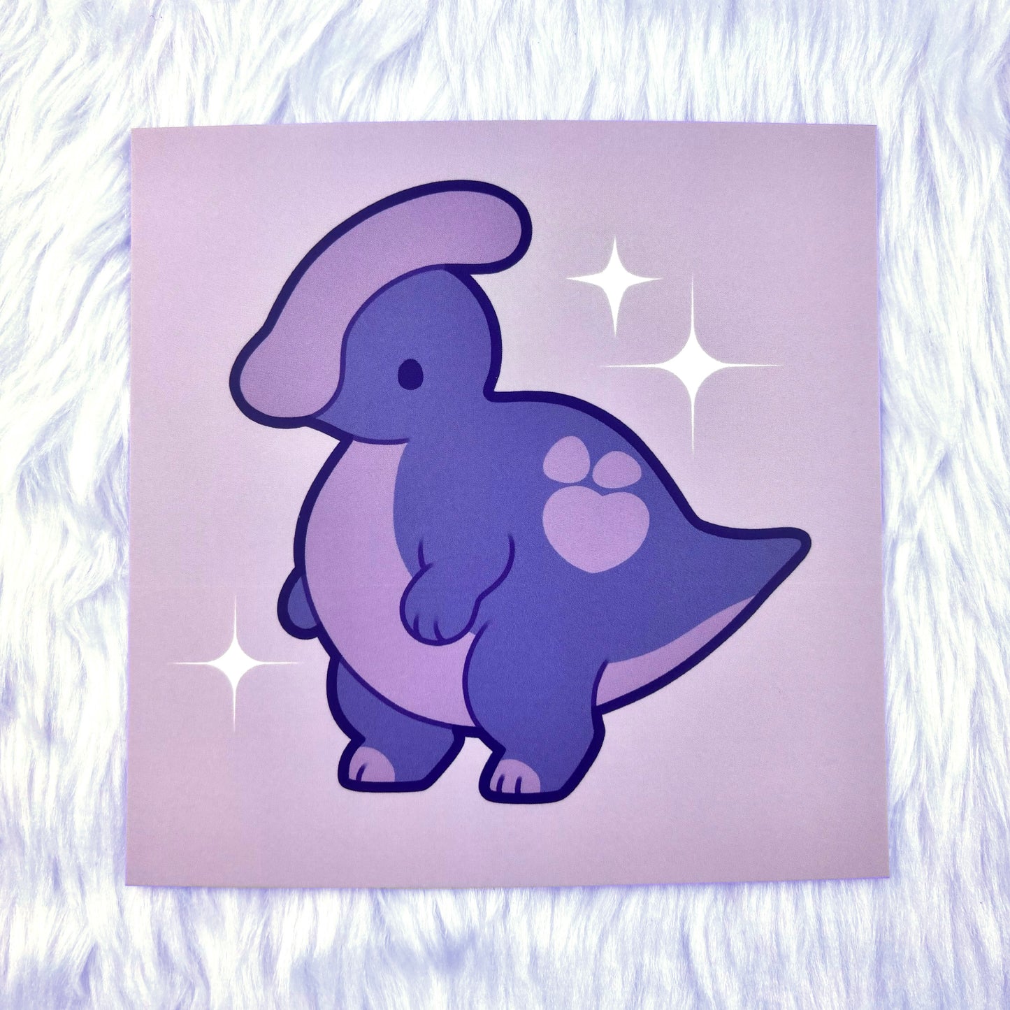 Parasaurolophus Print 12cm x 12cm