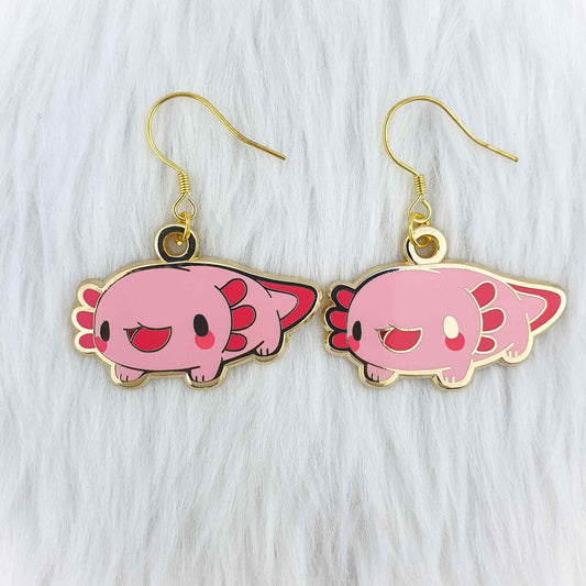 Pink Axolotl Earrings
