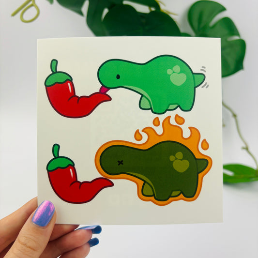 Funny Dinosaur Spicy Licking Meme Print