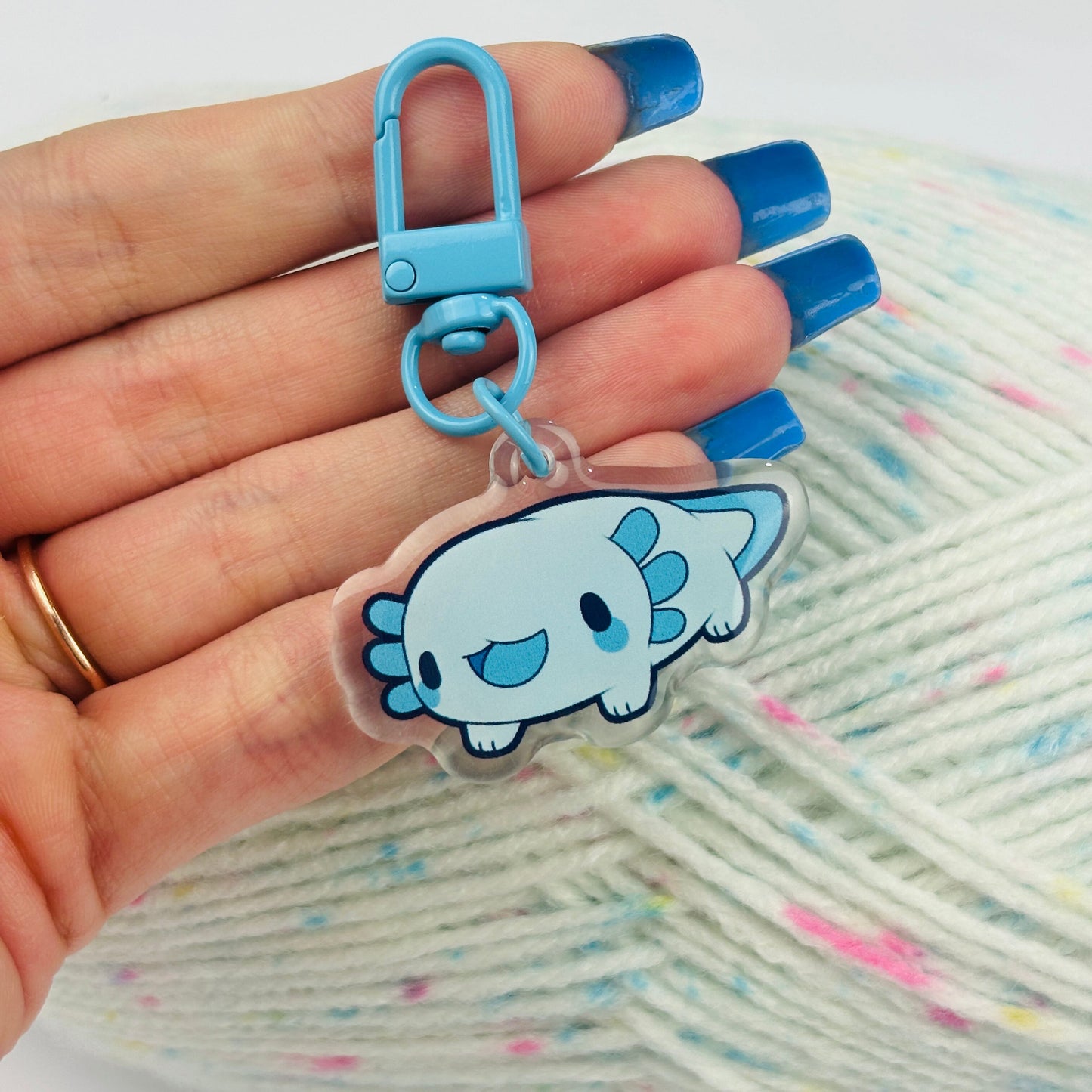 Blue Axolotl Keychain