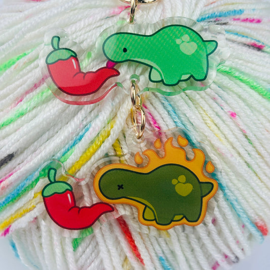 Funny Dinosaur Spicy Licking Meme Keychain/Charm