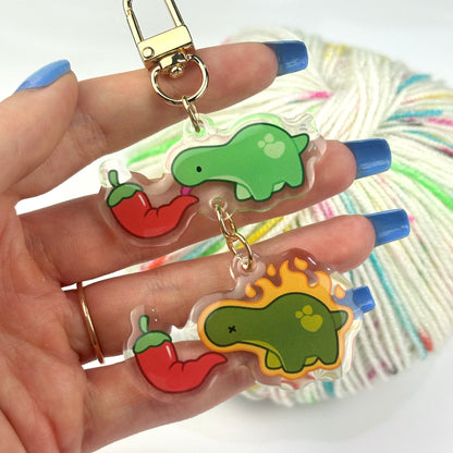 Funny Dinosaur Spicy Licking Meme Keychain/Charm