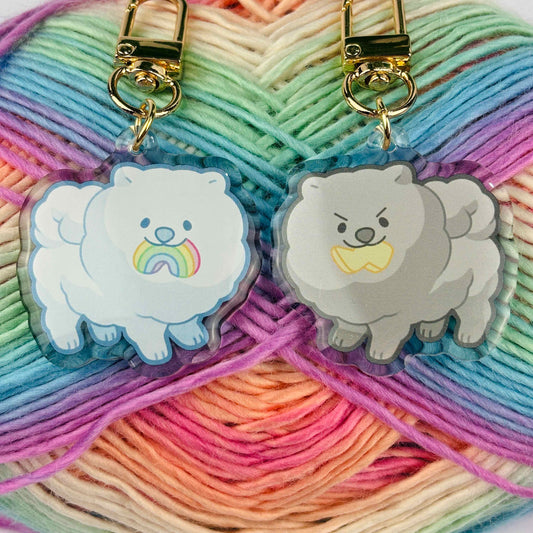 Fluffy Dog Double-Sided Keychain/Charm