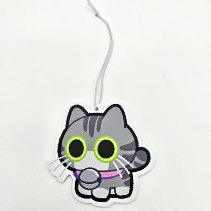 Grey Tabby Cat Air Freshener – Green Apple Scent