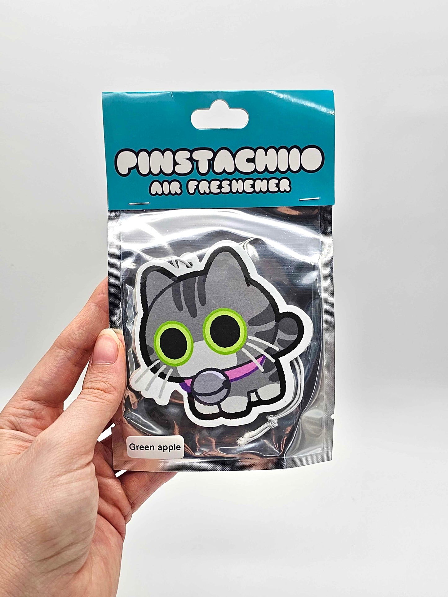 Grey Tabby Cat Air Freshener – Green Apple Scent