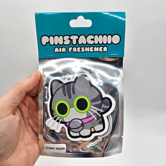 Grey Tabby Cat Air Freshener (Green Apple Scented)