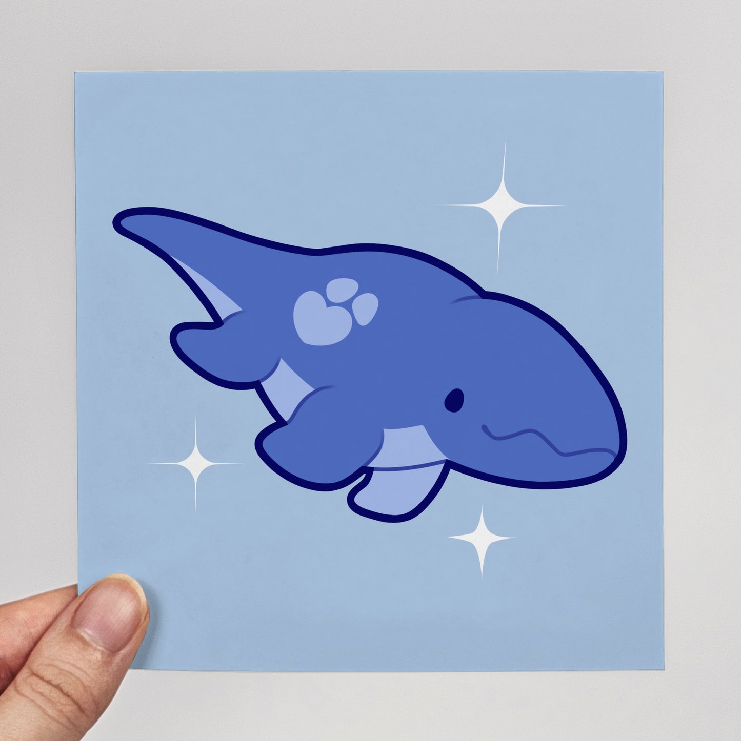 Juniper the Mosasaurus Print – 12 × 12 cm