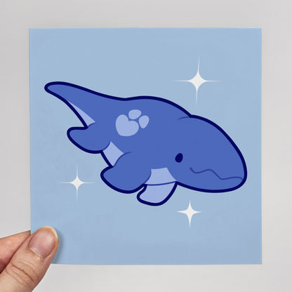 Juniper the Mosasaurus Print – 12 × 12 cm