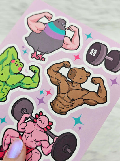Muscle Guys Waterproof Sticker Sheet
