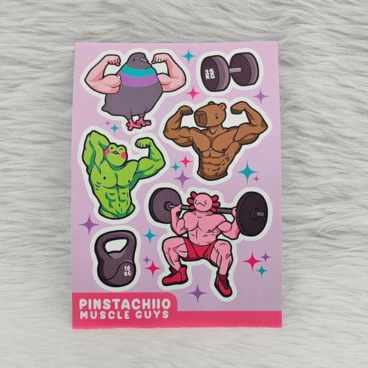 Muscle Guys Waterproof Sticker Sheet