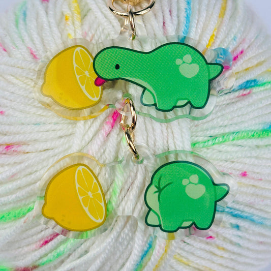 Funny Sour Lemon Licking Meme Dinosaur Keychain/Charm