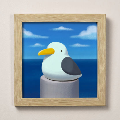 Round Seagull Print – 12 × 12 cm