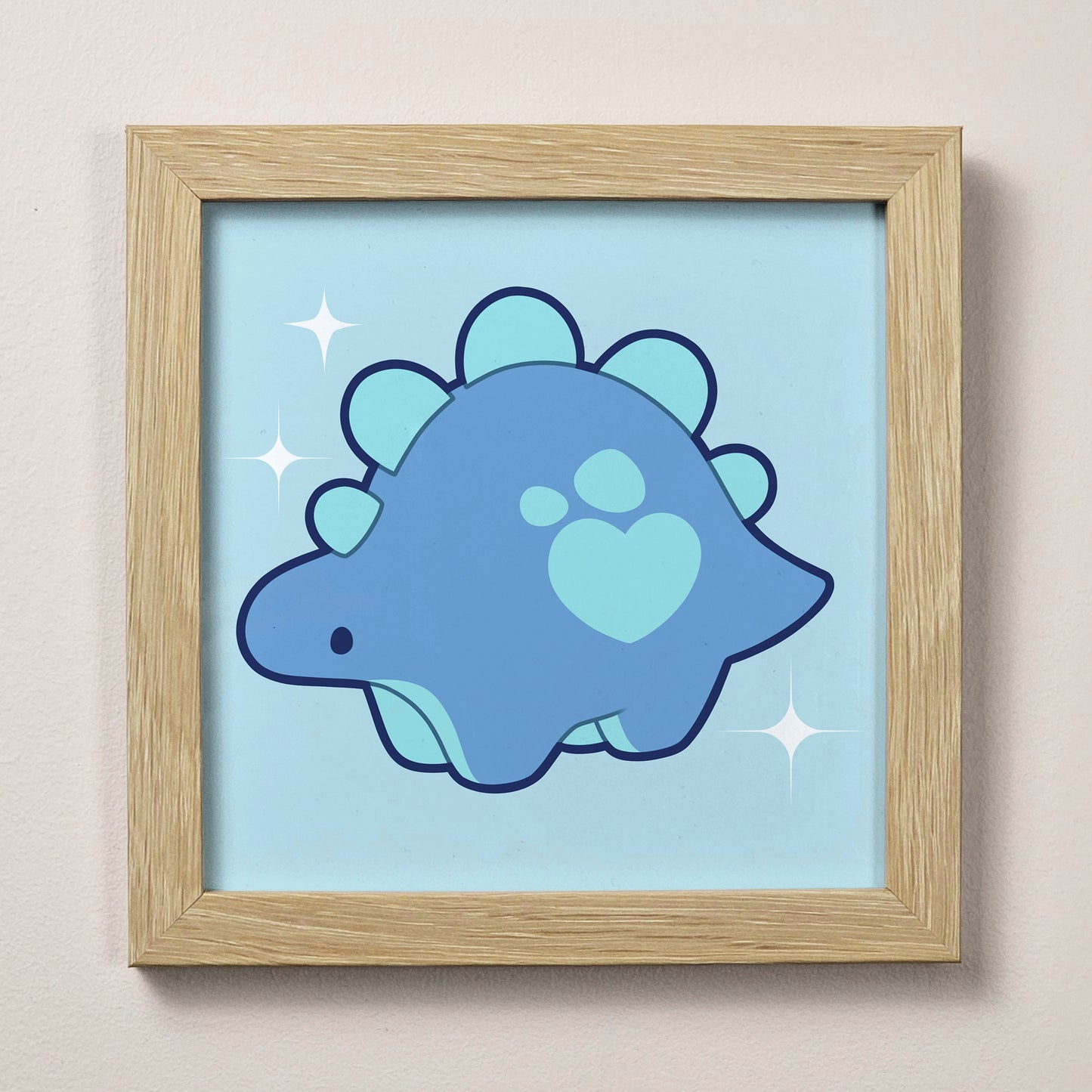 Blueberry the Stegosaurus Print – 12 × 12 cm