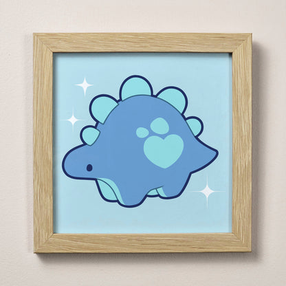Blueberry the Stegosaurus Print – 12 × 12 cm