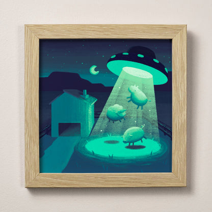 Farm Abduction Print – 12 × 12 cm