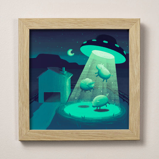 Farm Abduction Print 12cm x 12cm (4.7" x 4.7")