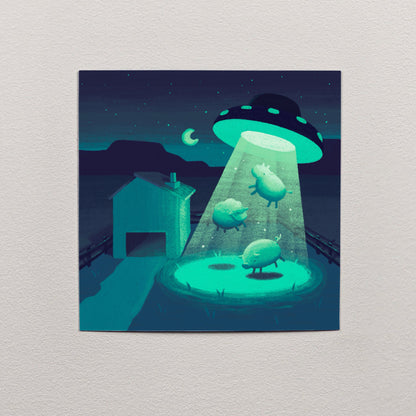 Farm Abduction Print – 12 × 12 cm