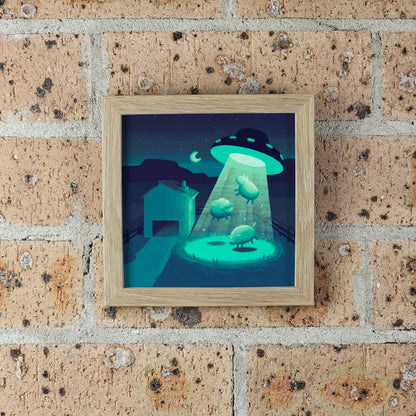 Farm Abduction Print – 12 × 12 cm