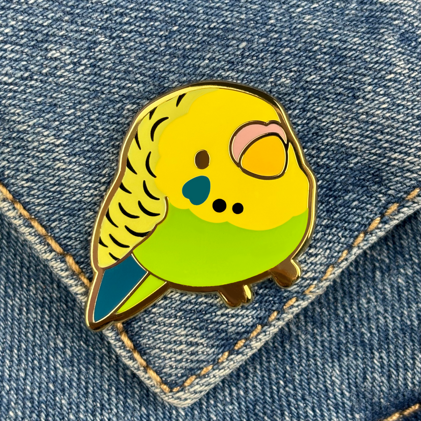 Green Budgie Enamel Pin