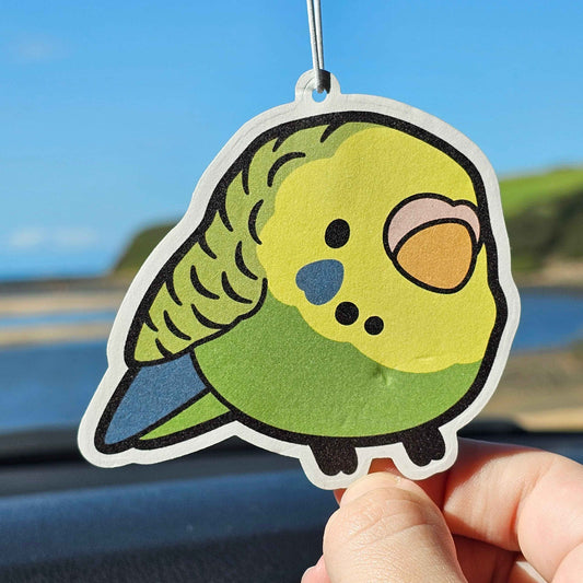 Green/Yellow Budgie Air Freshener (Green-Apple Scented)