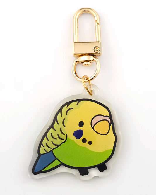 Green & Yellow Budgie Keychain/Charm