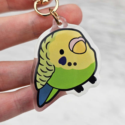Green & Yellow Budgie Keychain/Charm