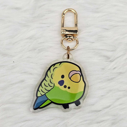 Green & Yellow Budgie Keychain/Charm