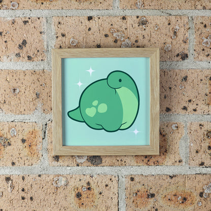 Pistachio the Diplodocus Print – 12 × 12 cm