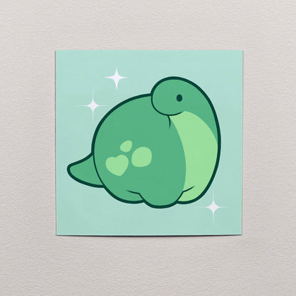 Pistachio the Diplodocus Print – 12 × 12 cm