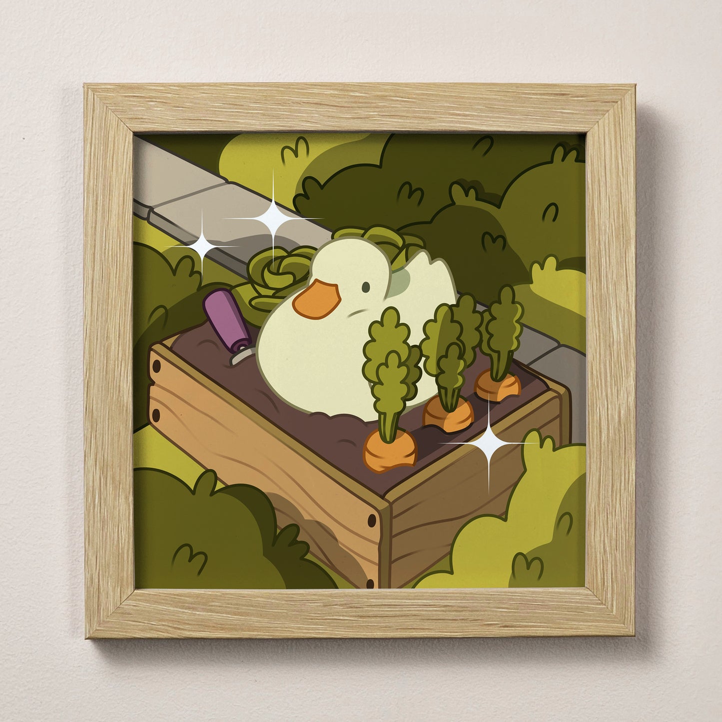 Duck Sitting In A Garden Print