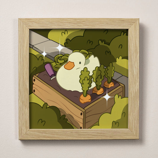 Duck Sitting In A Garden Print