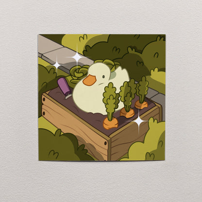 Duck Sitting In A Garden Print