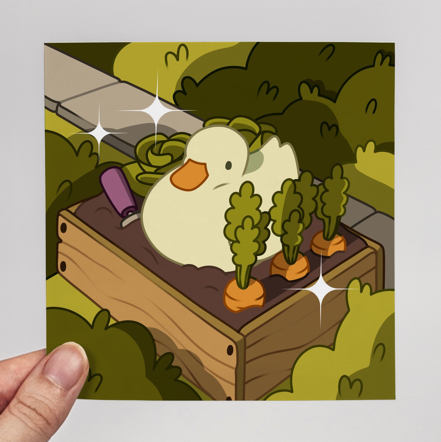 Duck Sitting In A Garden Print
